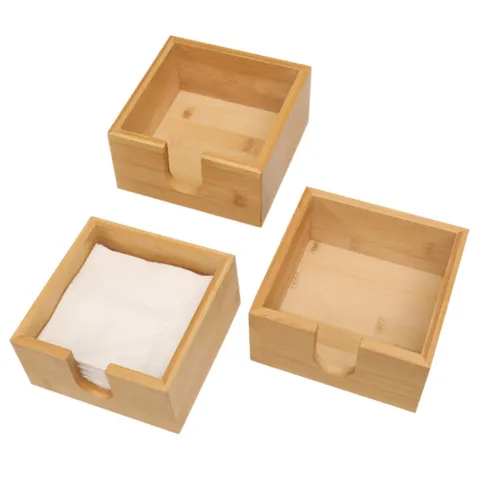 Support de Boîte à Mouchoirs en Bois Carré Bambou Distributeur de Rangement de Serviettes Pour Salon Restaurant Bureau Décoration Intérieure