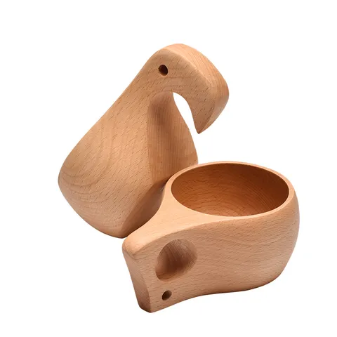 Tazza da Caffè in Legno Legno di Faggio Kuksa Camping Tazza d'Acqua Portatile Con Manico Stile Giapponese Tazza da Bere in Legno