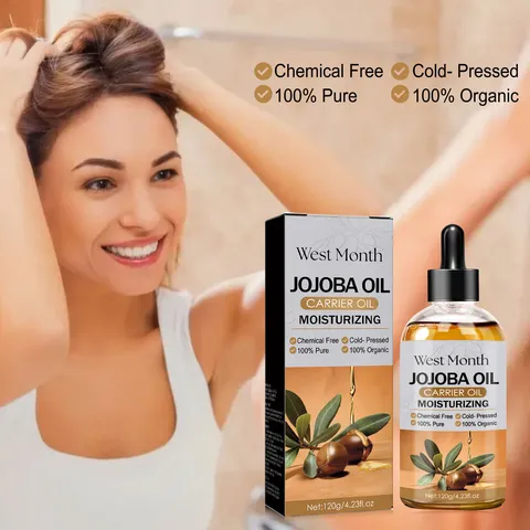 Pure Jojoba Oil Hair Care Liquid Natural Cold Pressed Carrier Oil Deep Moisturizing Scalp Treatment For Hair Skin