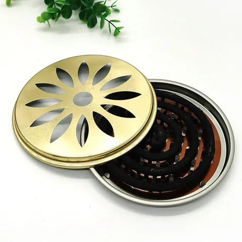 Portable Stainless Steel Mosquito Coil Holder Tray with Lid Ash Catcher Sawtooth Design Metal Incense Burner Box