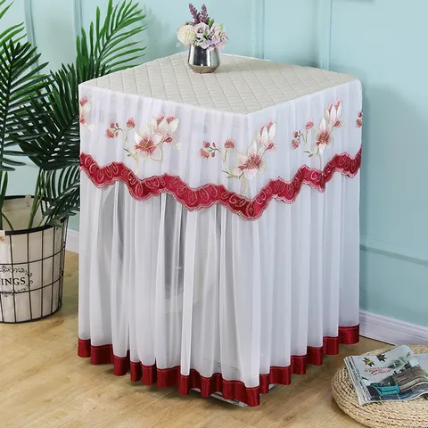 Cubierta para Lavadora de Encaje Bordado A Prueba de Polvo Protección Solar Cubierta Universal para Lavadora Decoración del Hogar