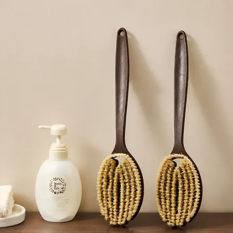 Cepillo de Baño de Mango Largo Cerdas Suaves para Ducha Limpieza Corporal Exfoliación Herramienta de Masaje Accesorios de Baño