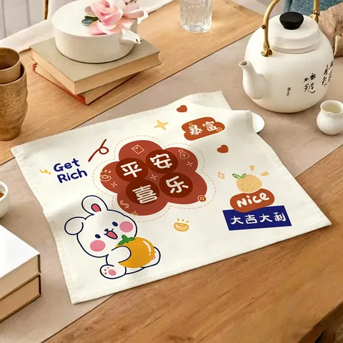 Copertura Antipolvere per Tavolo da Tè Multifunzionale Tessuto in Poliestere Stampato Tappetino in Panno Quadrato Decorativo per Vassoio da Tè Decorazioni per la Casa