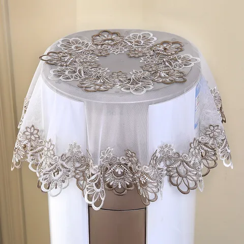European Style White Lace Round Tablecloth Delicate Fabric Fresh Coffee Table Decorative Dust Cover Modern Home Use