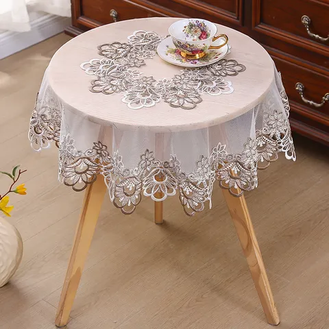 European Style White Lace Round Tablecloth Delicate Fabric Fresh Coffee Table Decorative Dust Cover Modern Home Use