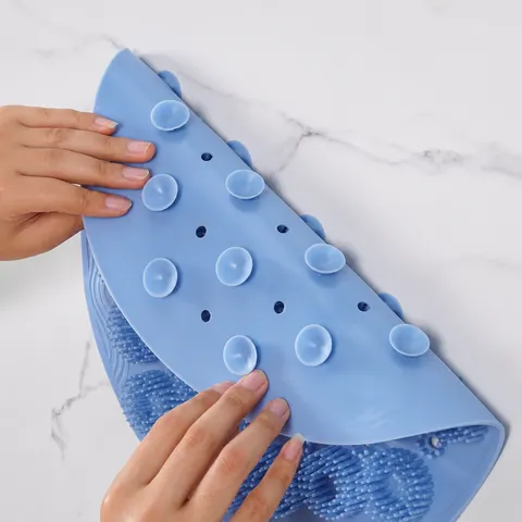 Silicone Bath Mat Non Slip Shower Mat With Suction Cups Foot Scrubber Back Massage Pad Bathroom Cleaning Foot Care Pad