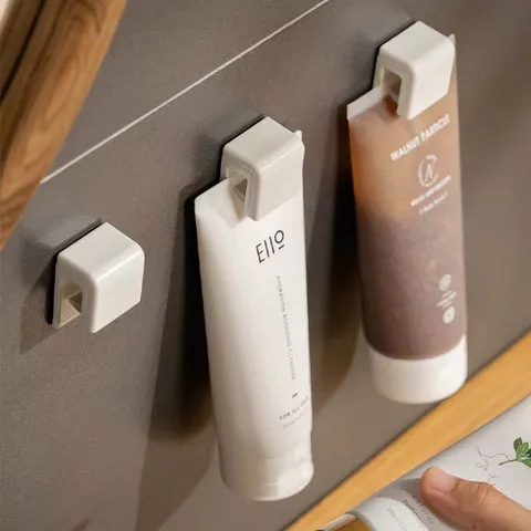 Portaspazzolino da Parete Senza Foratura Clip per Detergente Viso Organizer da Bagno in Plastica Bianco
