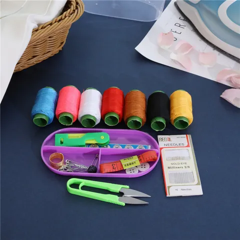 Kit da Cucito Domestico Portatile Scatola Portaoggetti Trasparente Filo Forbici Metro a Nastro Ditalino Set di Strumenti per Cucire a Mano DIY