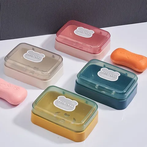 Plastic Flip Top Soap Dish With Drainage Hole Portable Travel Soap Holder Soap Case For Bathroom Home