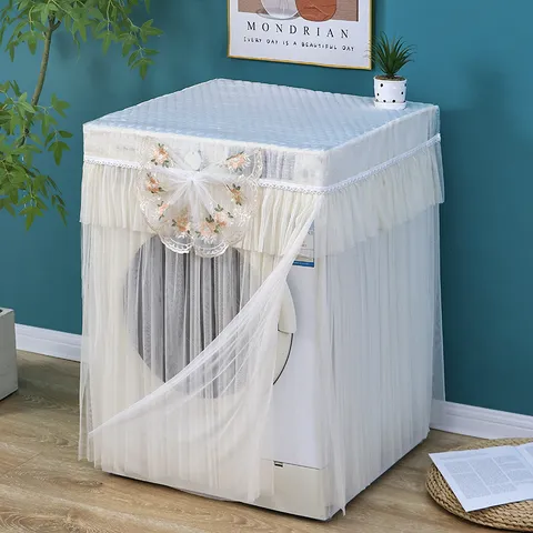 Fundas para Lavadora Funda Antipolvo de Encaje Acolchada Protector Solar Impermeable para Lavadora de Tambor Automática