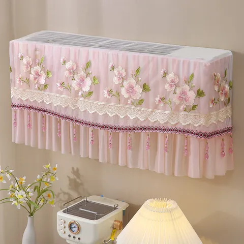 Copertura Antipolvere per Condizionatore a Parete Pizzo Floreale Ricamato Lavabile Protezione Decorazione Casa