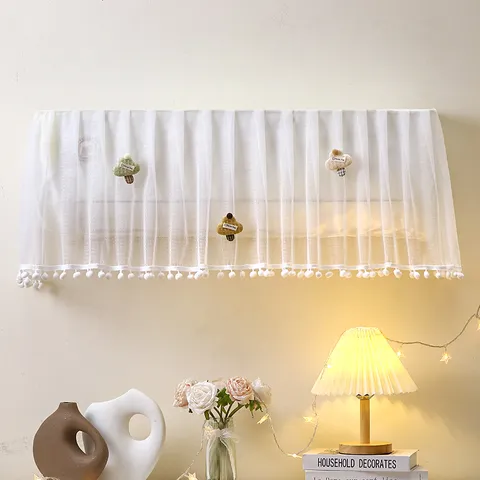 Lace Air Conditioner Cover Dustproof Curtain Cute Cartoon Hanging AC Dust Cover Protector For Bedroom Home Decor