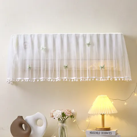 Lace Air Conditioner Cover Dustproof Curtain Cute Cartoon Hanging AC Dust Cover Protector For Bedroom Home Decor