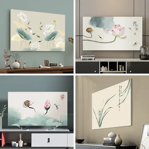 Nieuwe Chinese Stijl TV Stofhoes Elastische Volledige Dekking Beschermhoes Waterdichte Stof TV Scherm Protector Decor