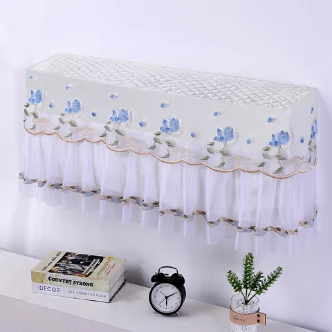 Kant Geborduurde Airconditioning Stofdichte Hoes Waterdicht Polyester Wandmontage AC Beschermhoes Bloemen Huisdecoratie