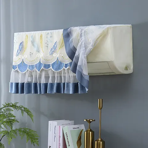 Polyester Air Conditioner Dust Cover Minimalist Floral Embroidery Full Coverage Protector For Bedroom Home