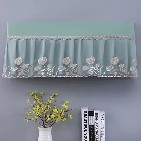 Air Conditioner Dust Cover Wall Mounted Lace Embroidered Tulips Protector Washable Home Decoration Shield