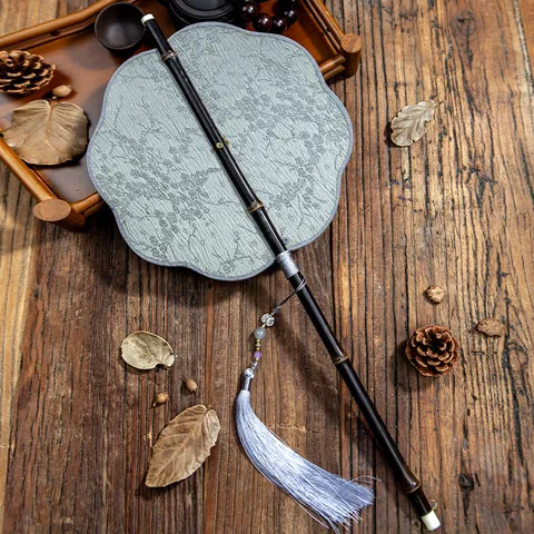 Κινεζική Κλασική Βεντάλια από Μπαμπού Hanfu Φούντα Φορητή Χειροκίνητη Βεντάλια Ρετρό Κεντητή Ανθική Βεντάλια Χειρός Για Διακόσμηση