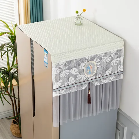 Cubierta Antipolvere Acolchada Multifuncional para Refrigerador Borde de Encaje Borlas Funda Superior de Lavadora Textil para el Hogar