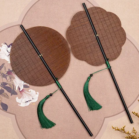 Éventail Rond en Bambou Fait Main Style Ancien Hanfu Éventail Pliable de Taille Portable Photographie Rétro Artisanat Traditionnel