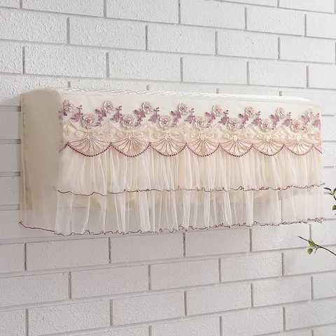 Minimalist Lace Embroidered Air Conditioner Cover Dustproof Protective Cover For Wall Mounted AC Unit Home Decor