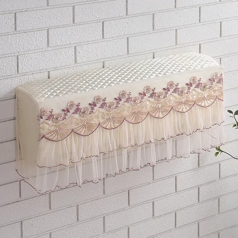 Minimalist Lace Embroidered Air Conditioner Cover Dustproof Protective Cover For Wall Mounted AC Unit Home Decor
