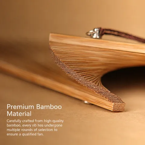 Estilo Chino Todo Bambú Abanico Plegable Tallado Calado Abanico Portátil