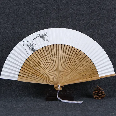 Eventail Pliant Vintage Traditionnel Chinois Bambou Papier Main Classique Oriental Art Décor Fête Cadeau