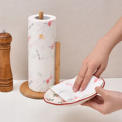 Natural Moso Bamboo Vertical Paper Towel Holder Stand Kitchen Roll Dispenser Modern Minimalist Desktop Storage Rack