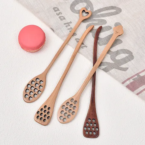 Long Handle Wooden Coffee Stirring Spoon Honey Mixing Stick Creative Rod For Dessert Milk Tea