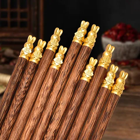 Natural Wenge Wood Chopsticks Portable Home Dinnerware Restaurant Hotel Unpainted Unwaxed Wooden Tableware