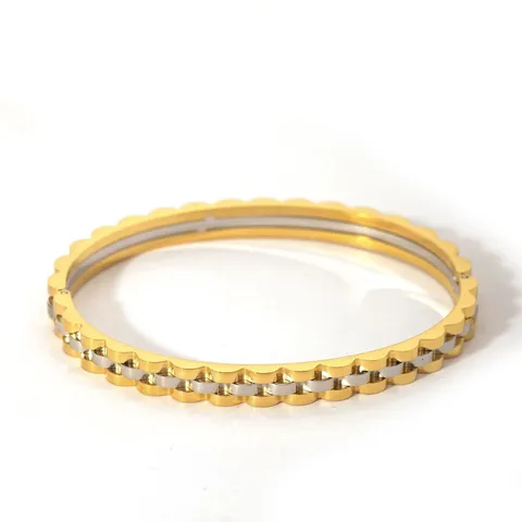 Stainless Steel Zirconia Inlaid Open Bangle Bracelet For Women Gold Silver Plated Geometric Trendy Fashion Jewelry Bangle Gift