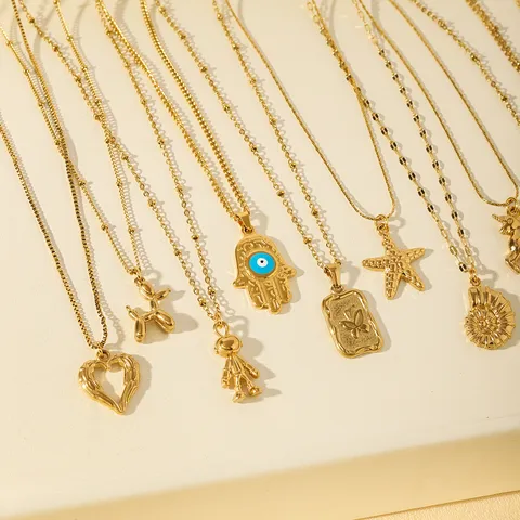 Minimalist Stainless Steel Gold Plated Pendant Necklace Cute Animal Geometric Fashion Jewelry Gift For Women