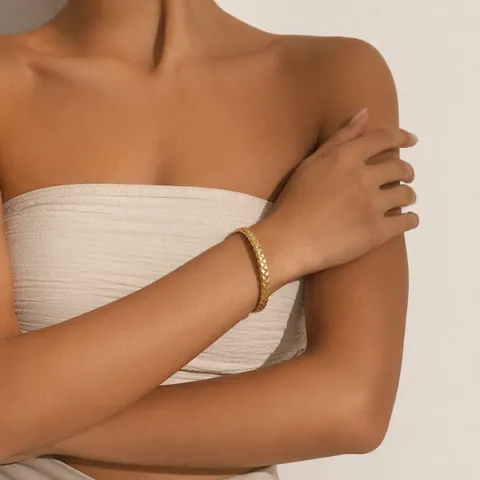 Minimalist Stainless Steel Open Bangle Bracelet Gold Plated Geometric Fashion Jewelry Wrist Cuff Gift For Women