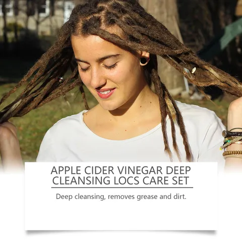 Kit de Soin Capillaire Nettoyage Profond au Vinaigre de Cidre Shampoing et Poudre pour Locks