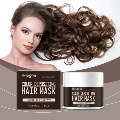 HOEGOA Dunkelbraun Semi-Permanente Haarfärbungsmaske Pflanzenextrakt Feuchtigkeitsspendende Haarpflege Behandlung Für Damen Und Herren