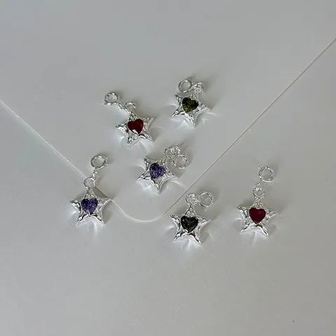 925 Sterlingsilber Gehämmerter Stern Anhänger Für Damen Herz Zirkonia Eingelegt Mode DIY Schmuck Halskette Zubehör Anhänger