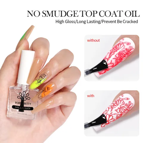 Born Pretty Smalto Top Coat per Nail Art Stamping Resina Trasparente Alta Lucentezza Asciugatura Rapida Anti Sbavatura