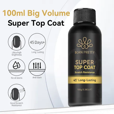 Professional Gel Nail Top Coat No Wipe High Gloss Tempered Gel Polish Scratch Resistant Long Lasting UV LED Nail Art Sealant