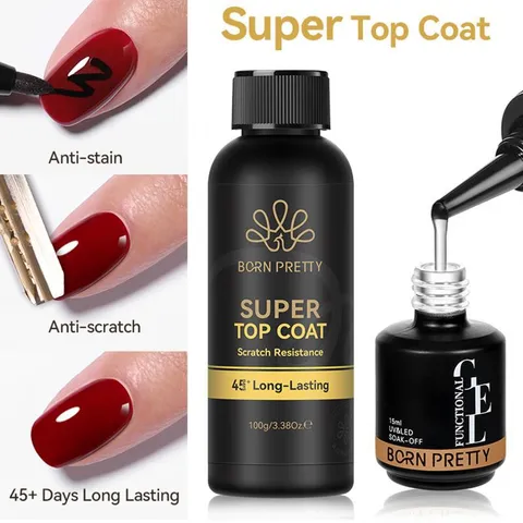 Professional Gel Nail Top Coat No Wipe High Gloss Tempered Gel Polish Scratch Resistant Long Lasting UV LED Nail Art Sealant