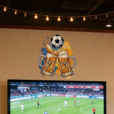 Fußball Weltmeisterschaft Turnier Atmosphäre Dekoration PVC Statisch Haftendes Wandtattoo Bierkrüge Muster Dekorative Wandaufkleber Für Sportbar Haus Gym