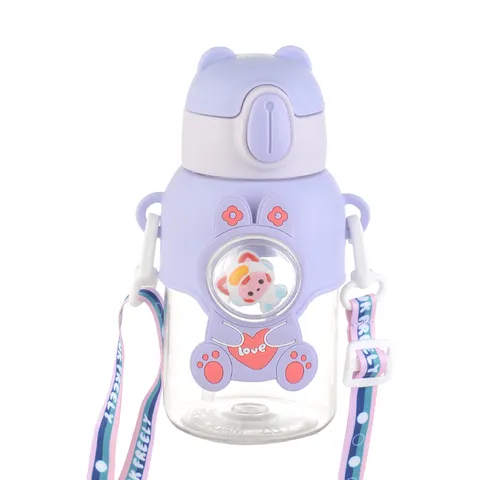 Botella de Agua Espacial de PC de Dibujos Animados Con Paja Gran Capacidad Taza de Bebe Portátil para Estudiante Lindo Animal Botella de Viaje