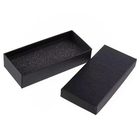Rectangular Black Watch Gift Box With Sponge Liner Crossgrain Pattern Saffiano Texture Chic Minimalism Durable Business Jewelry Display Storage Box Case