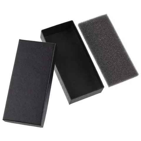 Rectangular Black Watch Gift Box With Sponge Liner Crossgrain Pattern Saffiano Texture Chic Minimalism Durable Business Jewelry Display Storage Box Case