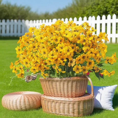 Artificial Flower Bouquet Plastic And Silk Fake Daisy Flowers For Home Decor Wedding Party Photography Props Outdoor