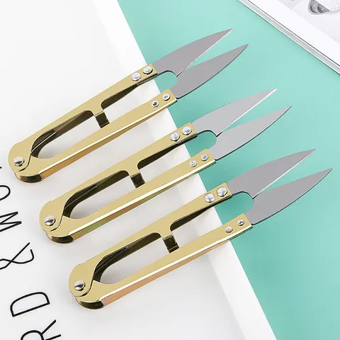 U Shaped Iron Yarn Scissors Mini Portable Tailor Scissors Cross Stitch Thread Clippers Household Sewing Cutting Tool