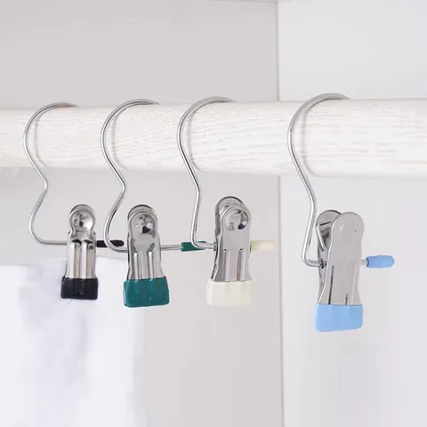 Pinces à Linge Multifonctionnelles en Acier Inoxydable Robustes Antidérapantes Crochet en S Organisateur de Rangement Maison