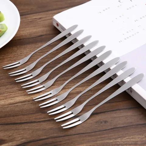 Fourchettes a Fruits en Acier Inoxydable Portables Metal Dessert Gateau Fourchettes Cuisine Vaisselle Utilitaires
