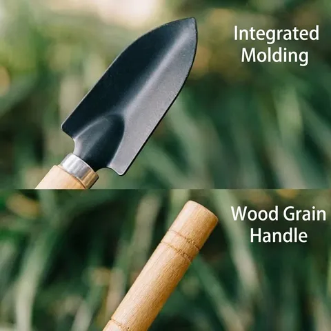 Mini Set di Attrezzi da Giardino Attrezzi Manuali da Giardinaggio Con Manico in Legno e Testa in Metallo