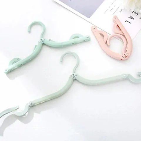 Portable Foldable Clothes Hanger Travel Space Saving Plastic Solid Color Non-Slip Multi-Functional Mini Hanger
